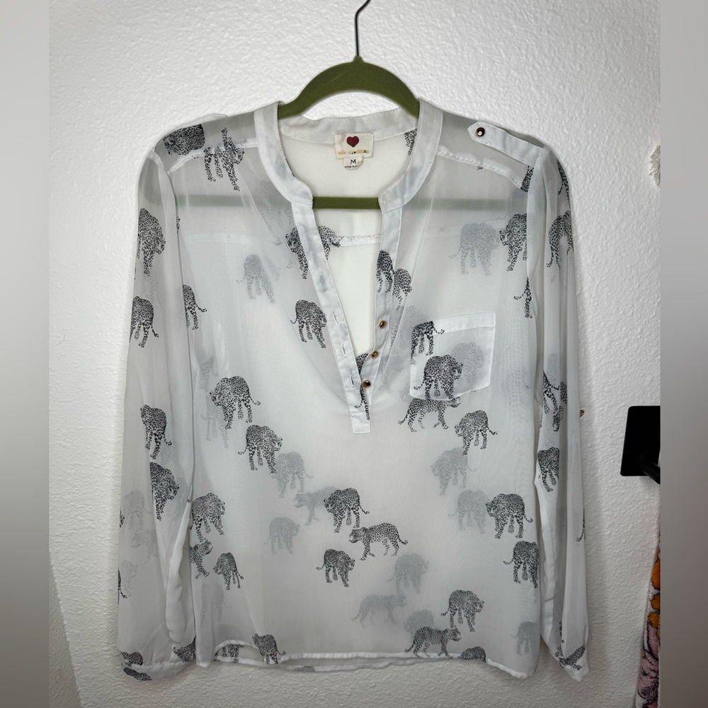 Sheer leopard print blouse